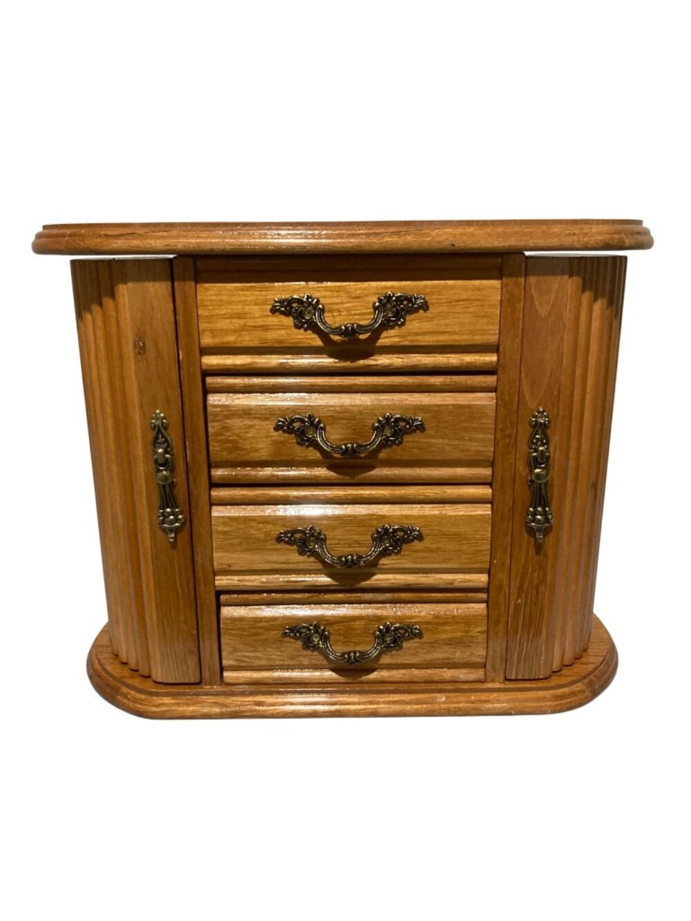 Vintage Wood Jewelry Armoire Box with Mirror by Mele